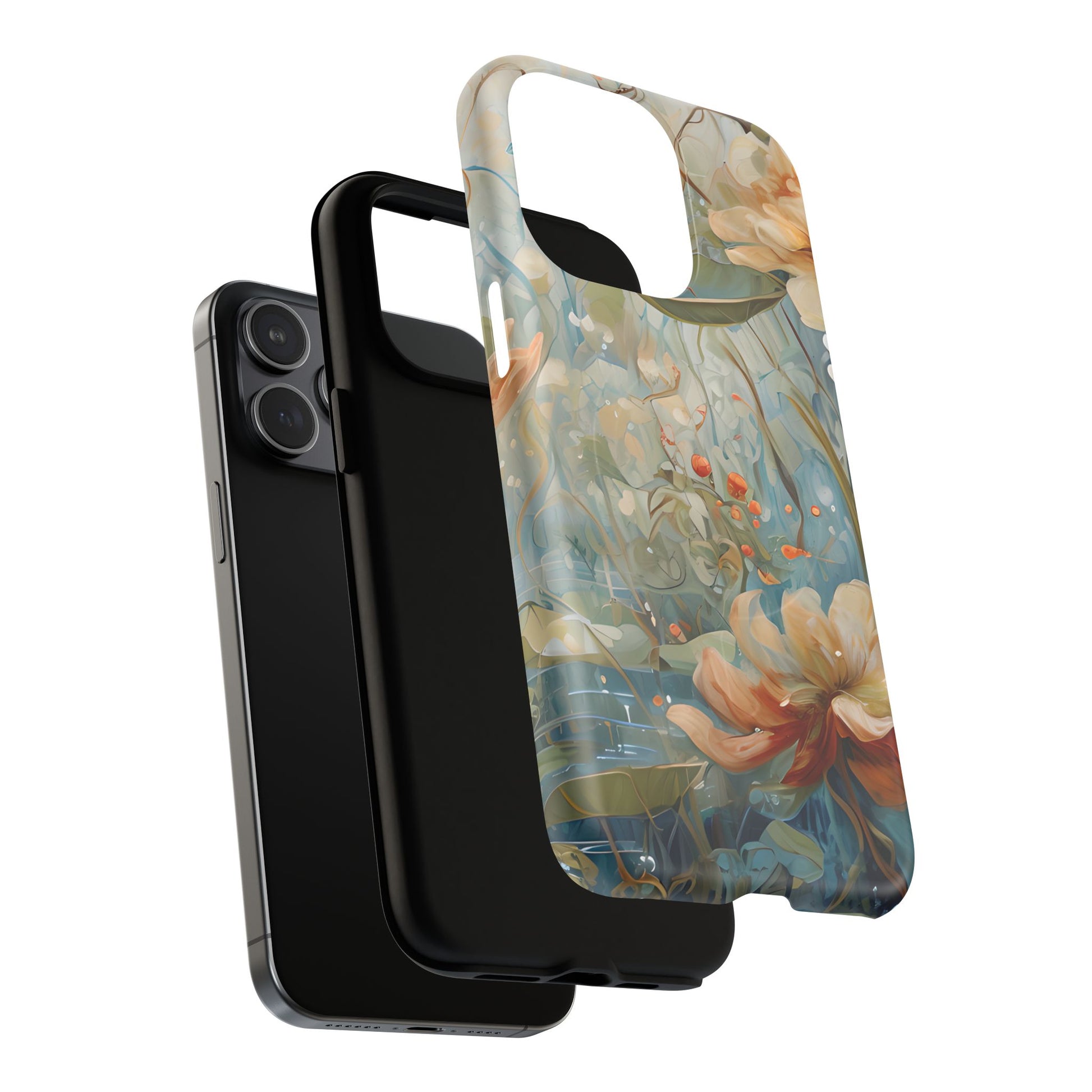 Waterlily Dreamscape - Artistic Floral iPhone 15 Pro Max MagSafe Phone Case -Waterlily & Lotus Design