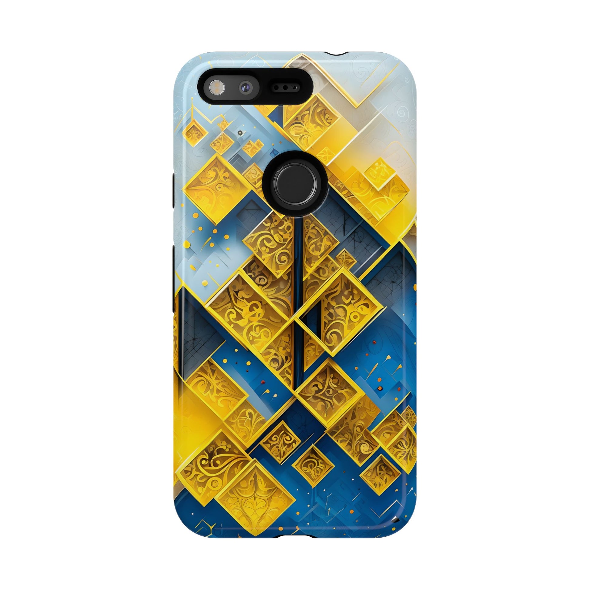 Golden Ascent Luxe Geometric Google Pixel Tough Case - Elegant Abstract Gold Design
