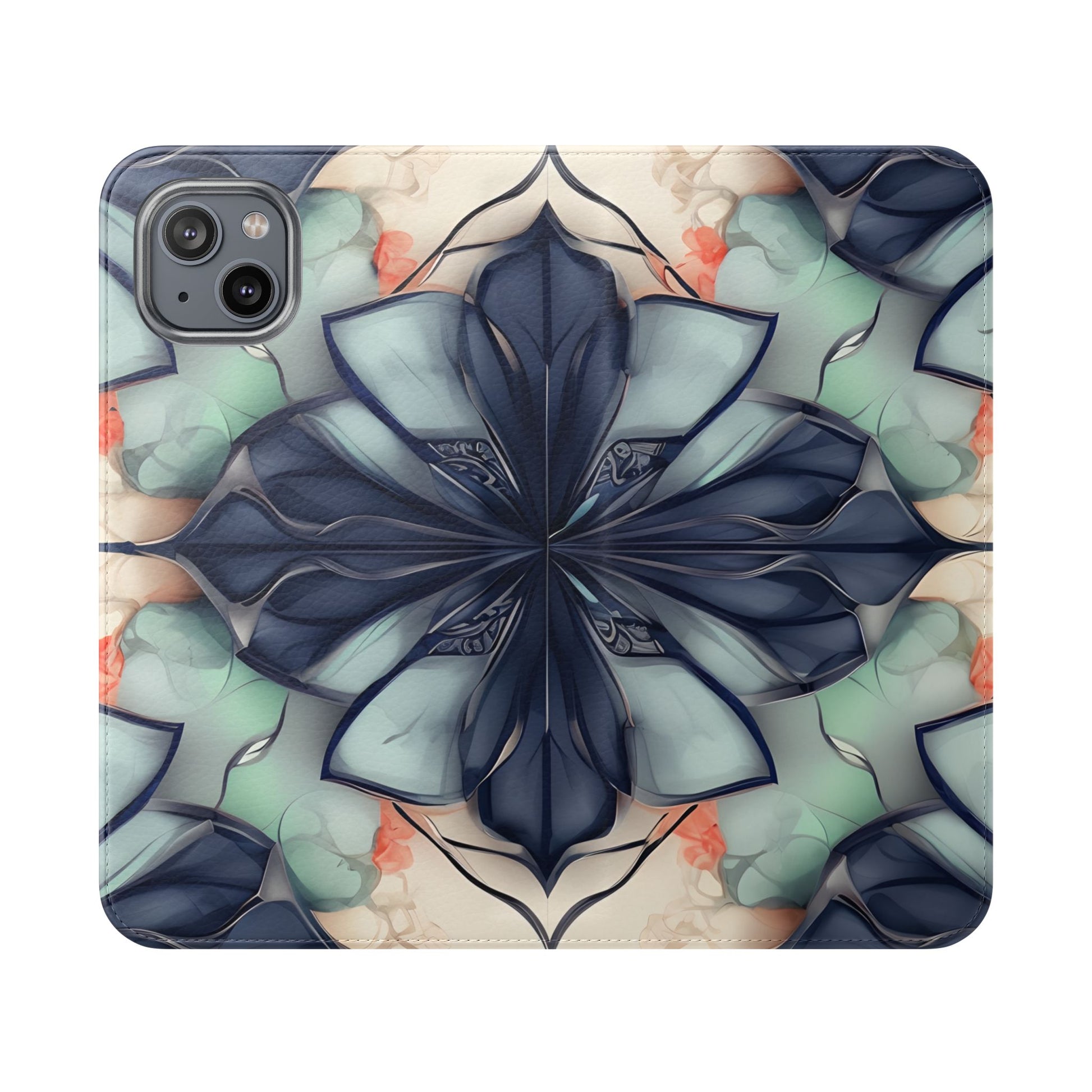 Midnight Mosaic - Abstract Floral Flip Phone Case for iPhone 14 Plus