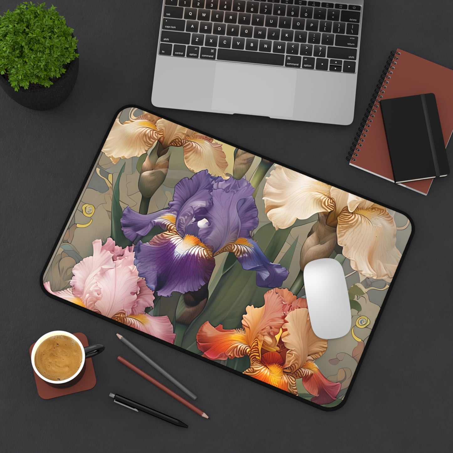 Iris Reverie Designer Desk Mat - Premium Office Desk Pad, 3 Sizes Available, Artistic Workspace Protection