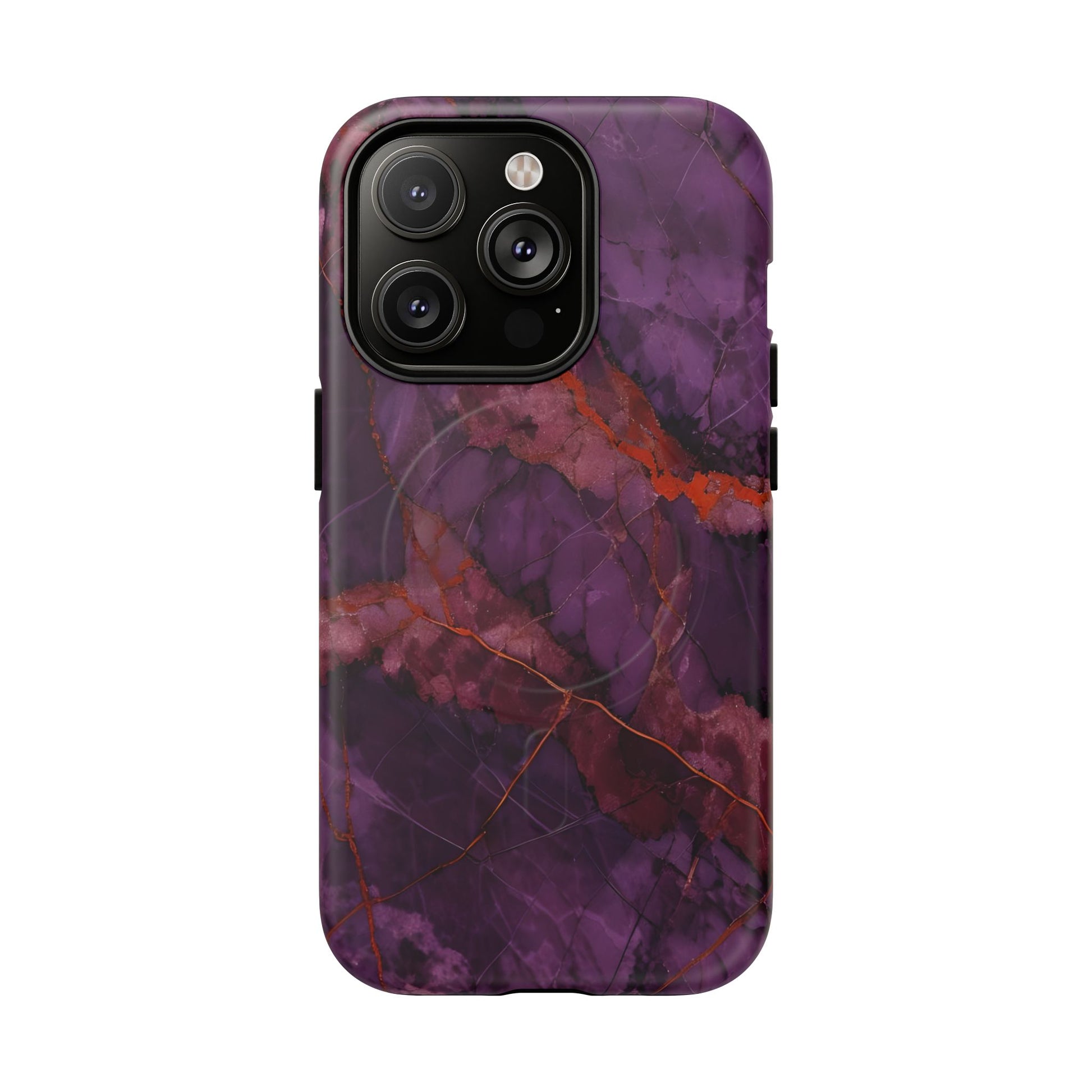 Amethyst Current - Kaleidoscope Collection Artistic Floral Burst - iPhone 14 Pro MagSafe Phone Case - Bold Purple Symmetrical Design
