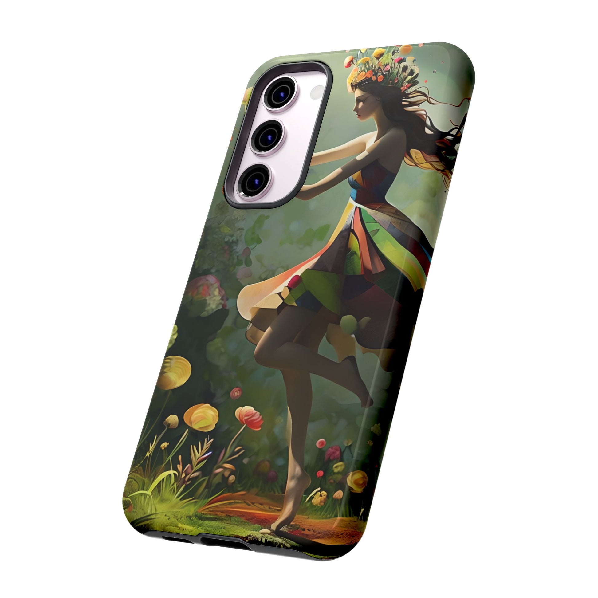 Dancing Wildflower Muse Samsung Galaxy S23 Plus Tough Case - Artistic Floral Fantasy Cover - Whimsical Nature-Inspired Protective Accessory