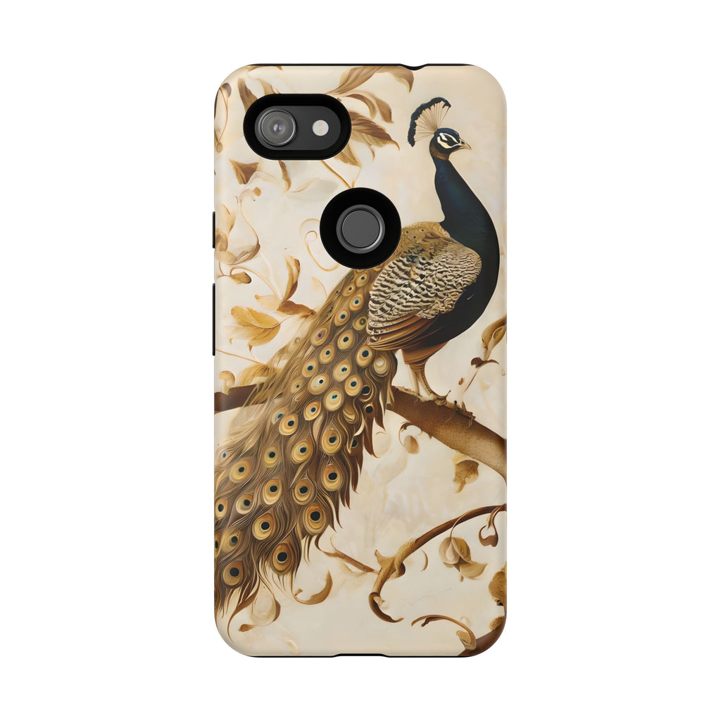 Golden Plumage - Luxe Peacock Art Google Pixel 3a XL Phone Case - Elegant Gold & Cream Design