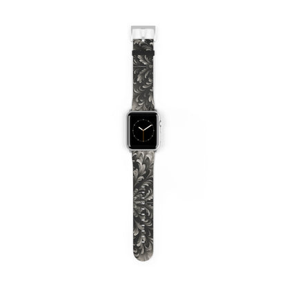 Obsidian Bloom Designer Apple Watch Band - Premium Custom Strap for Series 1-9, SE & Ultra - Artistic Vegan Leather