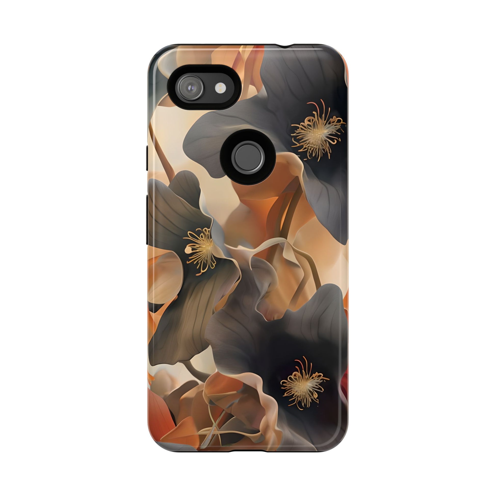 Autumn Ember - Moody Floral Art Google Pixel 3a XL Tough Phone Case - Warm Earthy Botanical Design