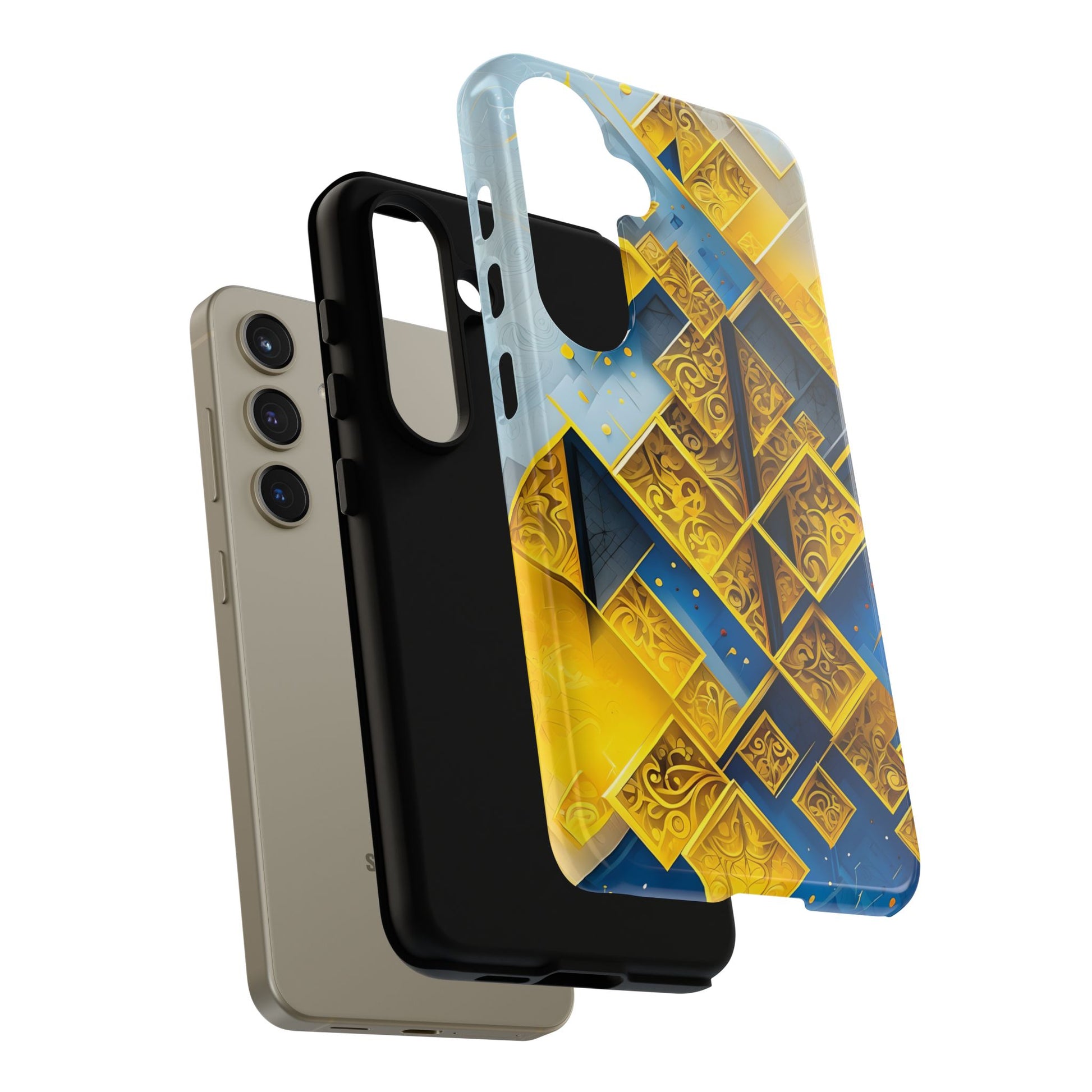 Golden Ascent Luxe Geometric Samsung Galaxy S24 Tough Case - Elegant Abstract Gold Design