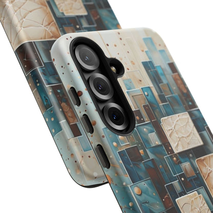Architectural Drift Samsung Galaxy Case - Modern Geometric Teal & Parchment Design