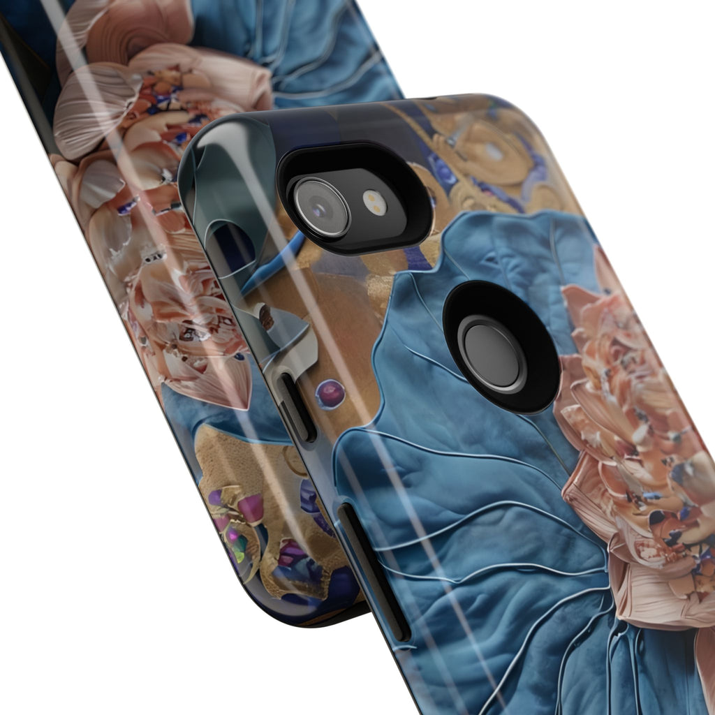 Peony Midnight Tapestry - Google Pixel 3a - Elegant Blue & Blush Artful Phone Cover