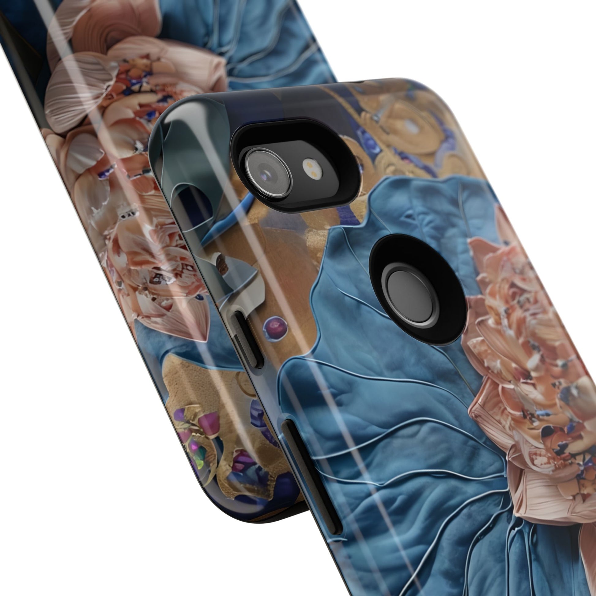 Peony Midnight Tapestry - Google Pixel 3a - Elegant Blue & Blush Artful Phone Cover