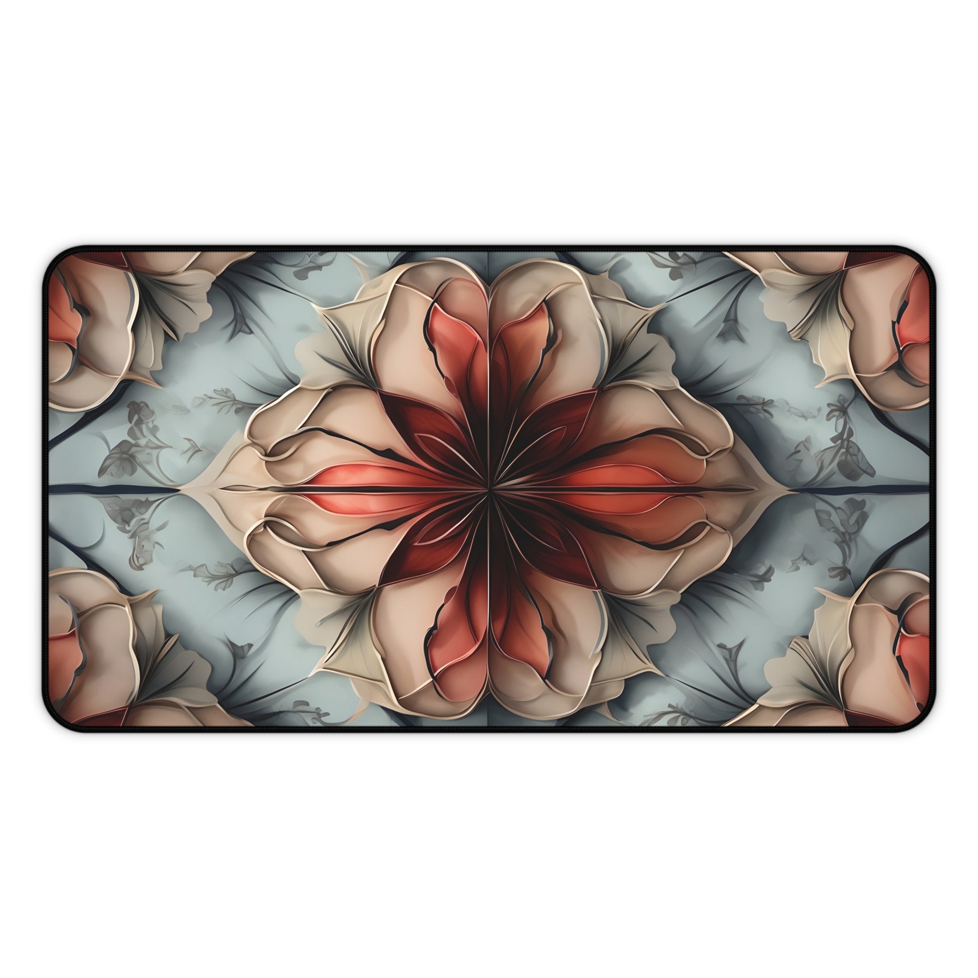 Ember Bloom desk mat featuring bold red floral bloom artwork