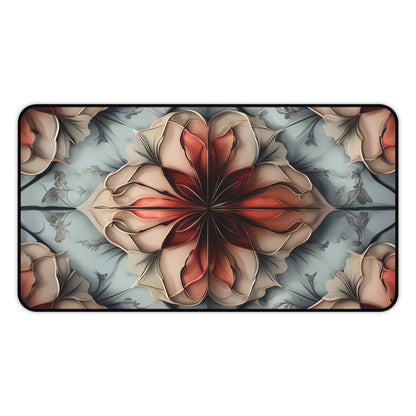 Ember Bloom desk mat featuring bold red floral bloom artwork