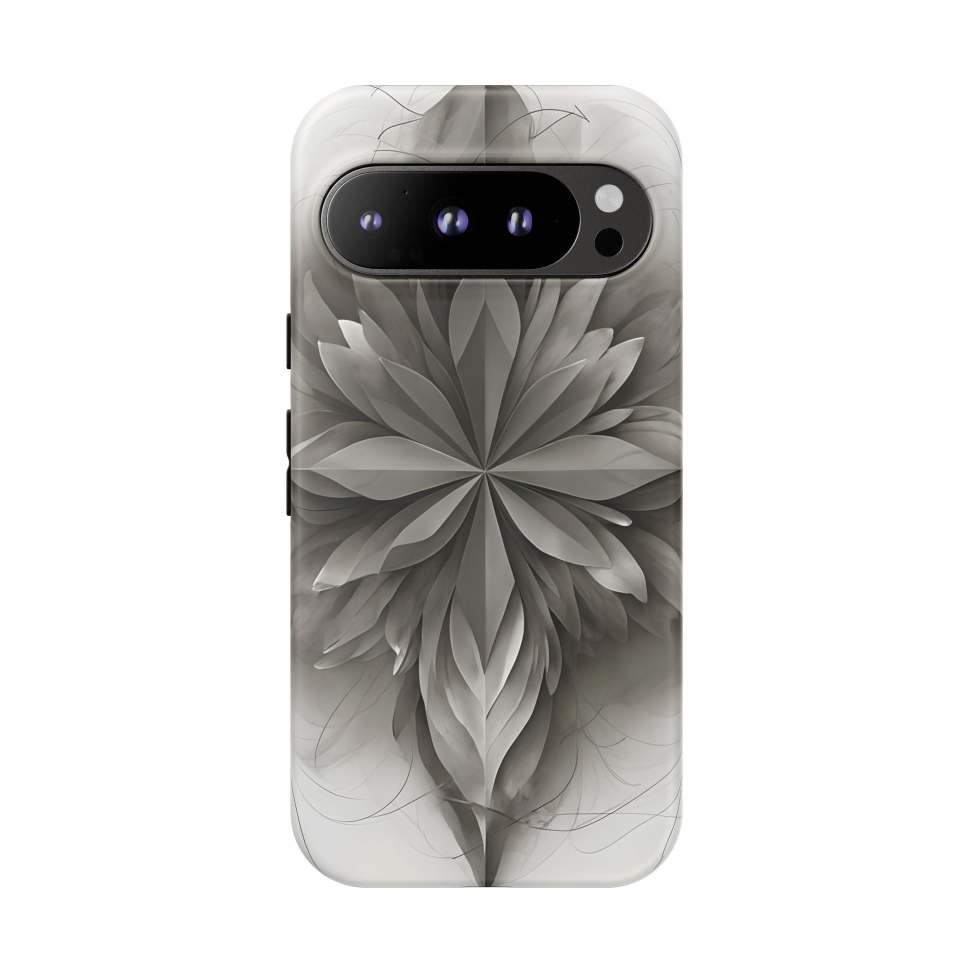 Silver Lotus - Elegant Monochrome Floral Google Pixel 9 Pro Tough Phone Case - Modern Lotus Design