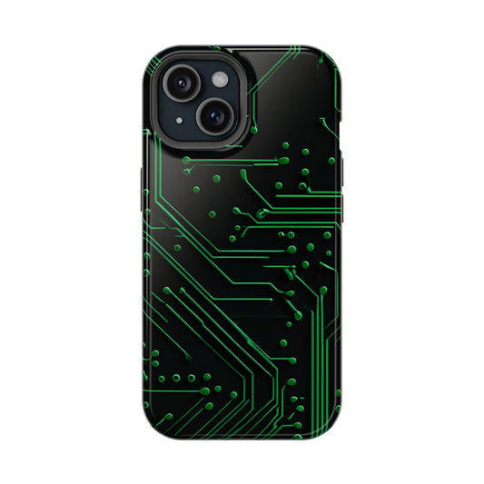 Green Circuit Grid iPhone MagSafe Case