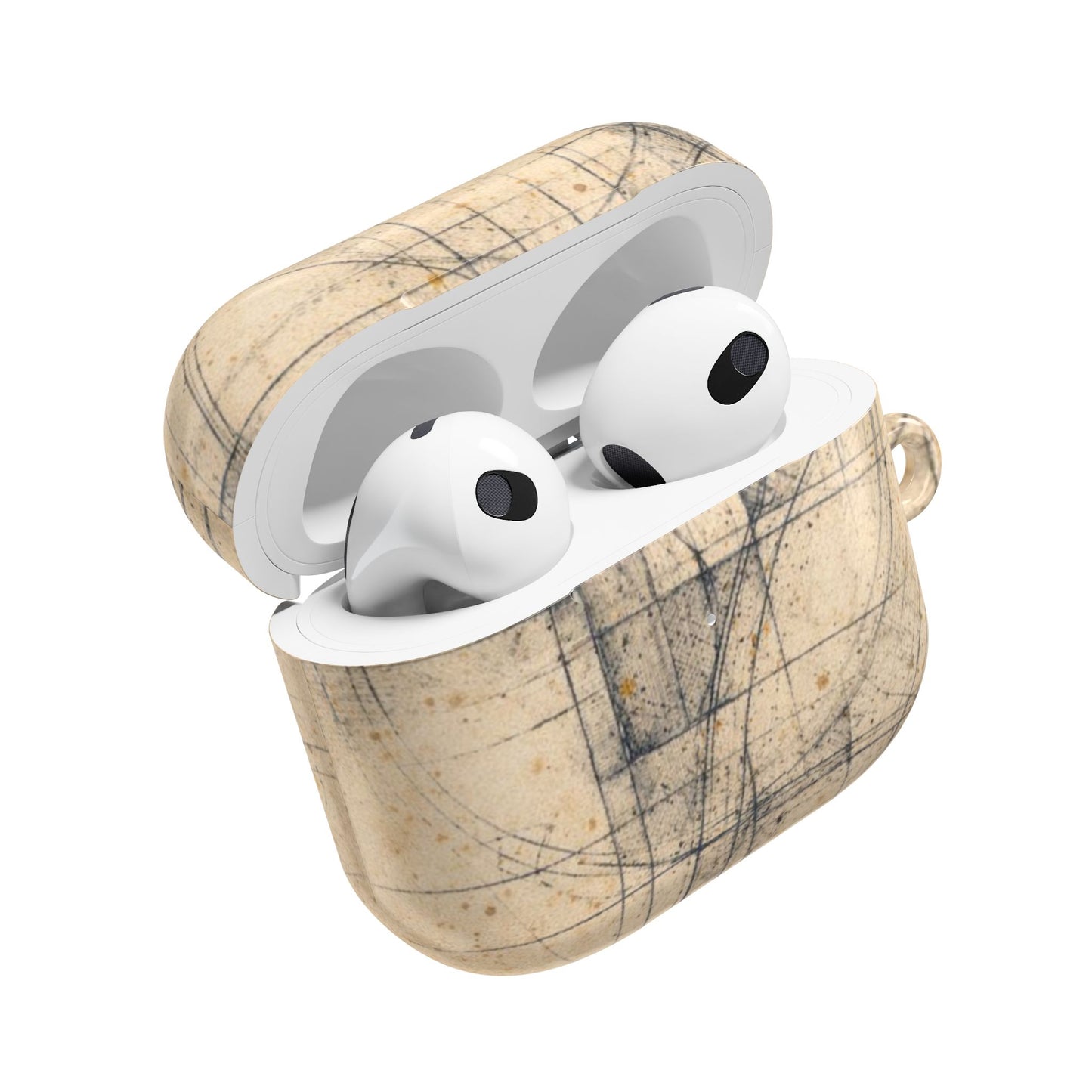 Architectural Parchment Blueprint AirPods Case - Minimalist Technical Sketch Design for Gen 1–4 & Pro