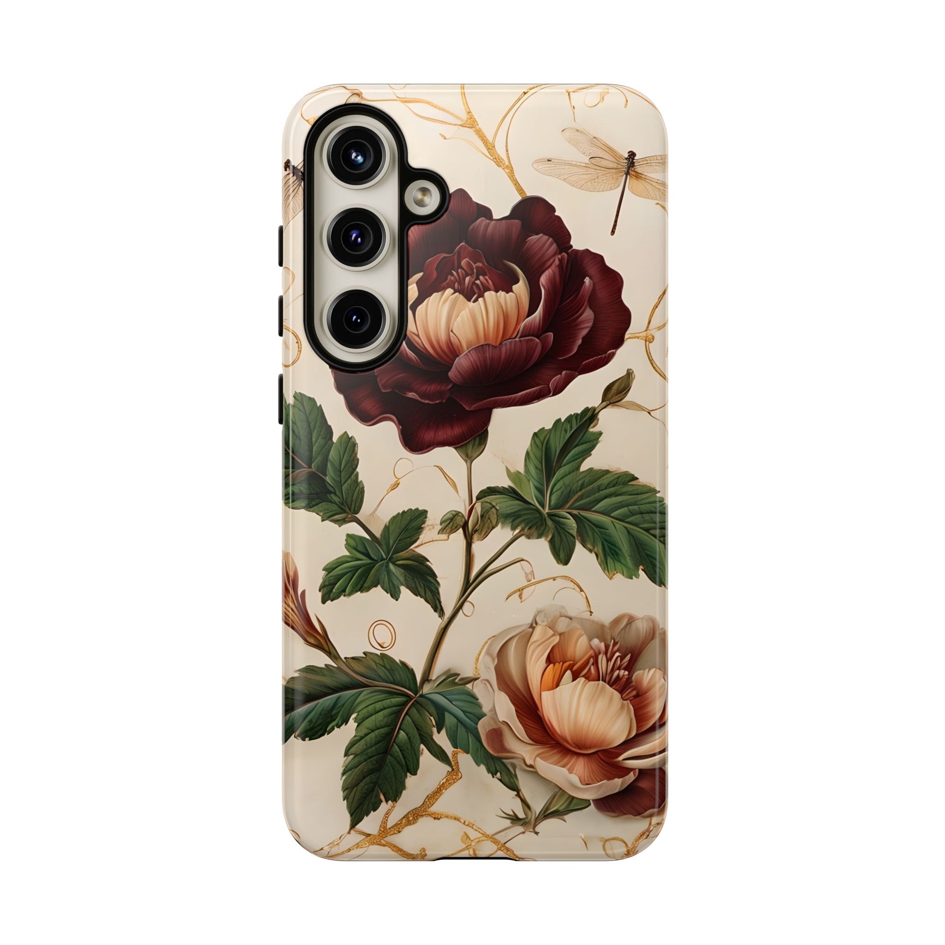 Vintage Burgundy Rose - Elegant Floral Samsung Galaxy S24 Plus Phone Case - Classic Painterly Rose Design
