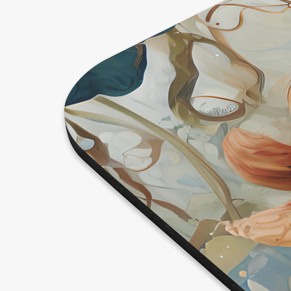 Close-up of Waterlily Dreamscape mouse pad showing detailed waterlily floral print