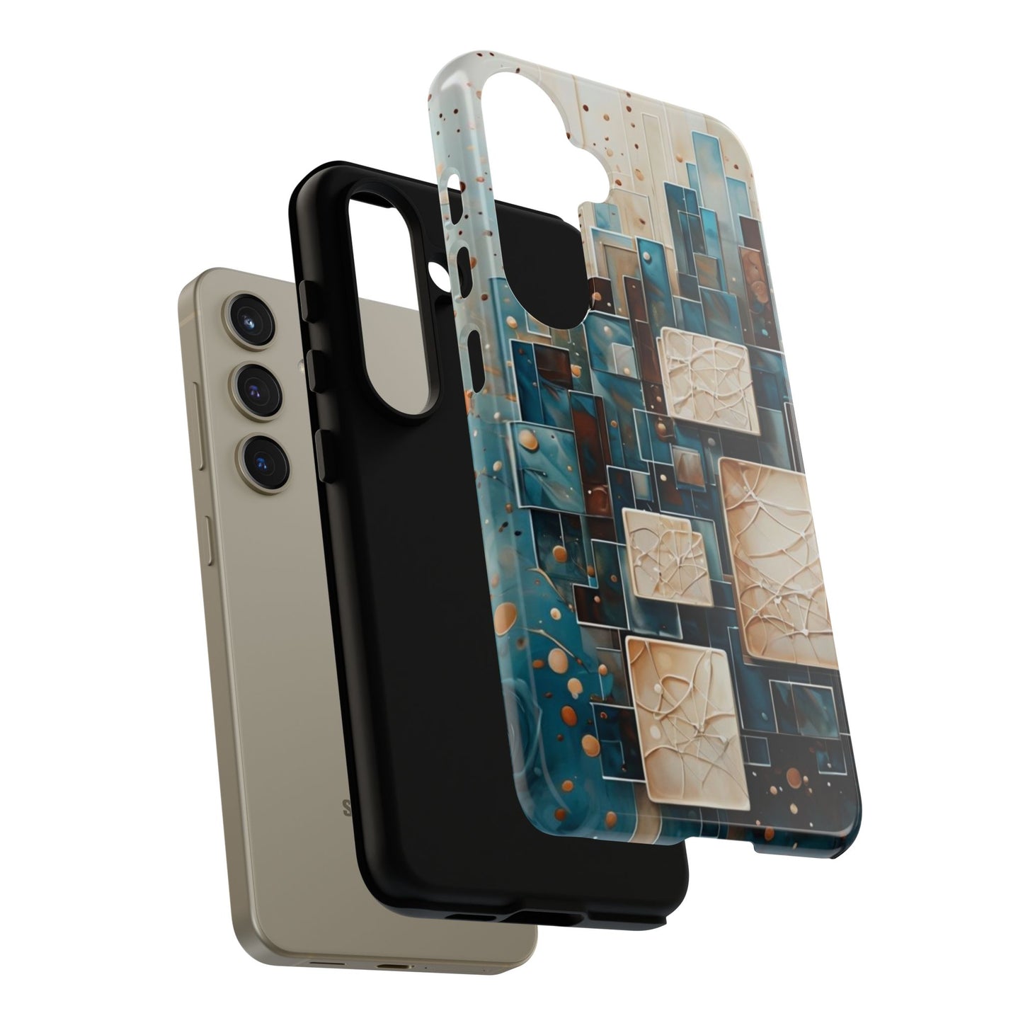 Architectural Drift Samsung Galaxy Case - Modern Geometric Teal & Parchment Design