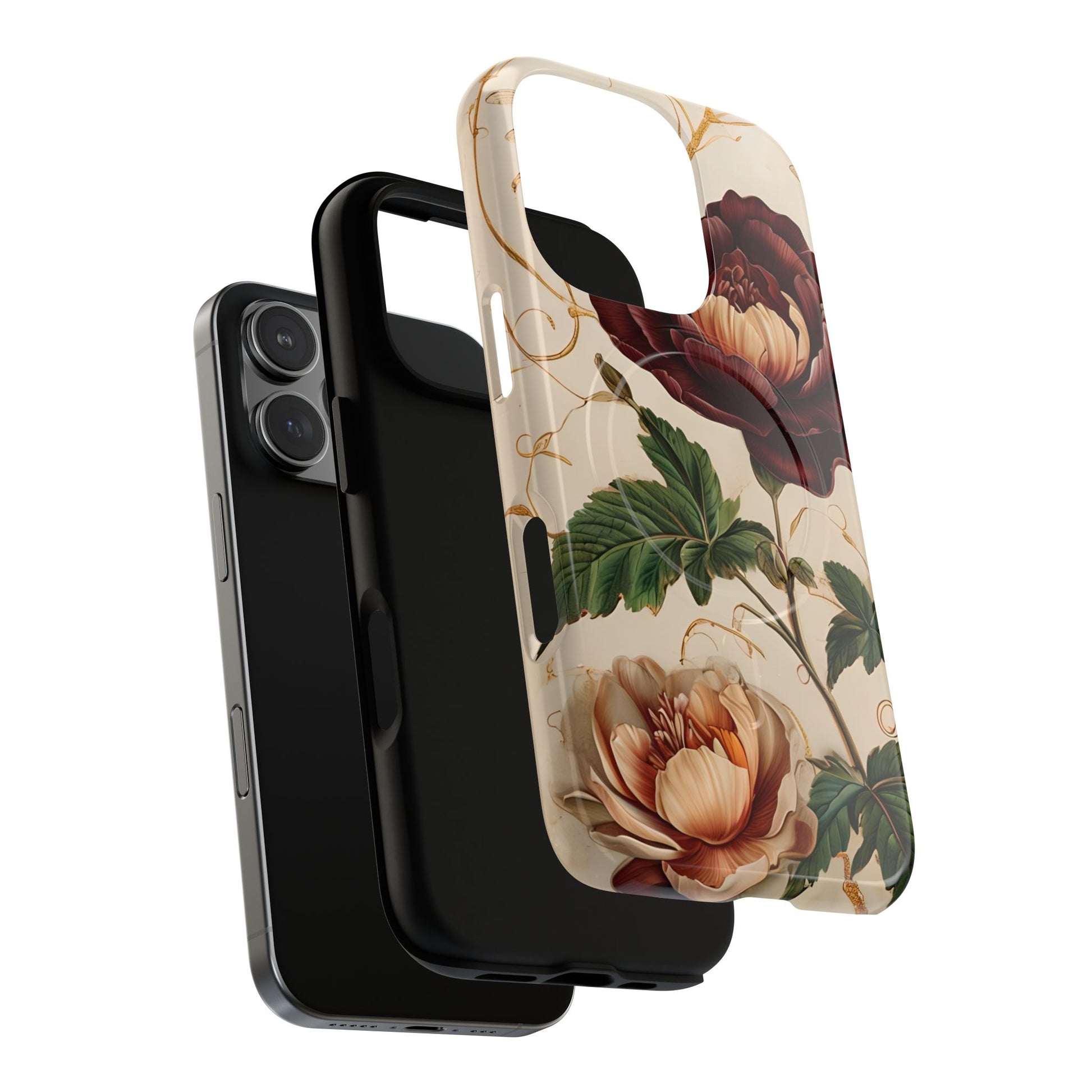 Vintage Burgundy Rose - Elegant Floral iPhone 16 Pro MagSafe Phone Case - Classic Rose Design