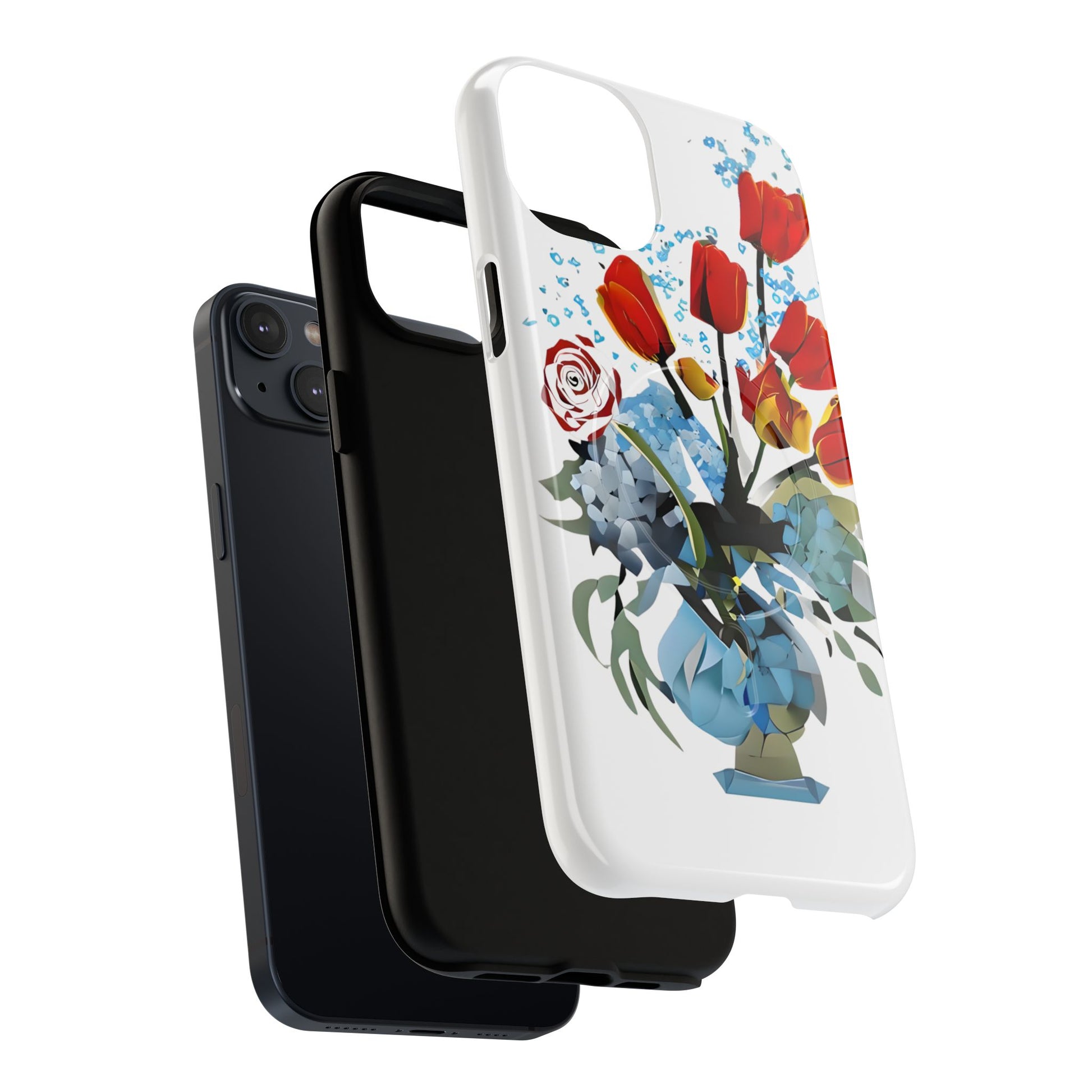 Bouquet Brilliance - Artistic Floral iPhone 14 Plus MagSafe Phone Case - Vibrant Tulip, Rose & Hydrangea Design