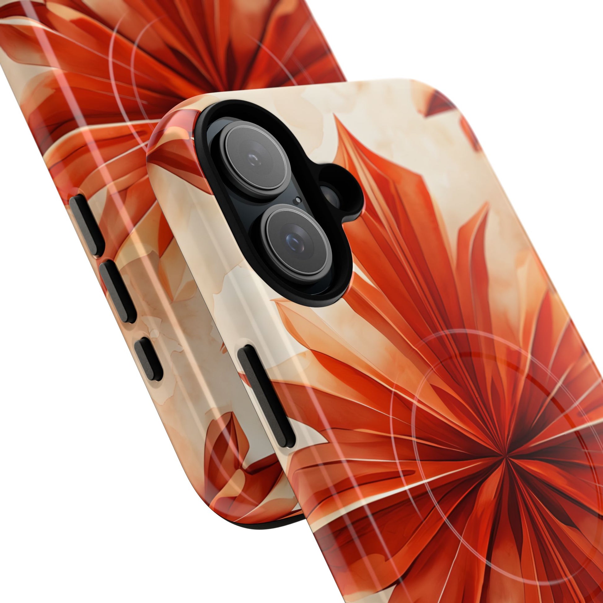 Sunset Fleur iPhone 16 Plus - Kaleidoscope Collection of MagSafe Compatible - Vibrant Sunset Flower Design