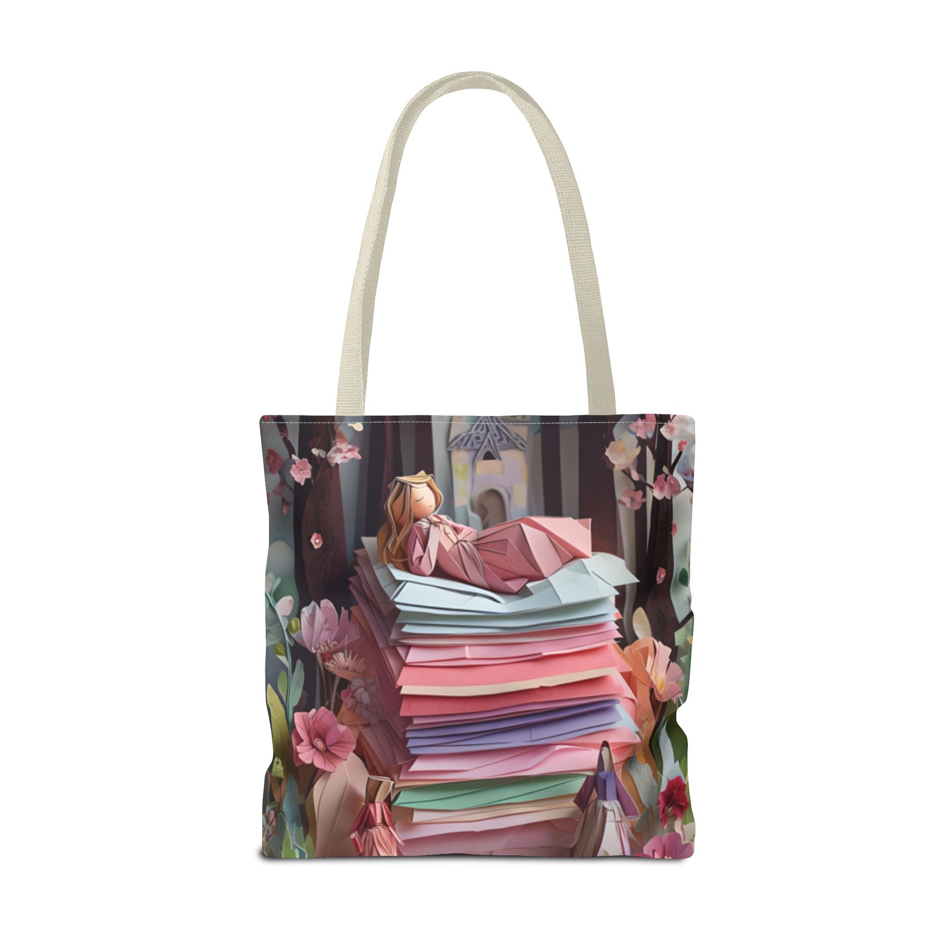 A Good Night's Sleep Tote Bag (16x16 & 18x18)- Whimsical Stacked Mattresses for Sweet Dreams, Eco-Friendly Canvas