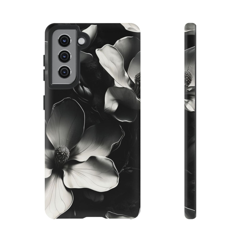 Monochrome Magnolia - Elegant Black & White Floral Samsung Galaxy S21 Tough Phone Case - Artistic Magnolia Design