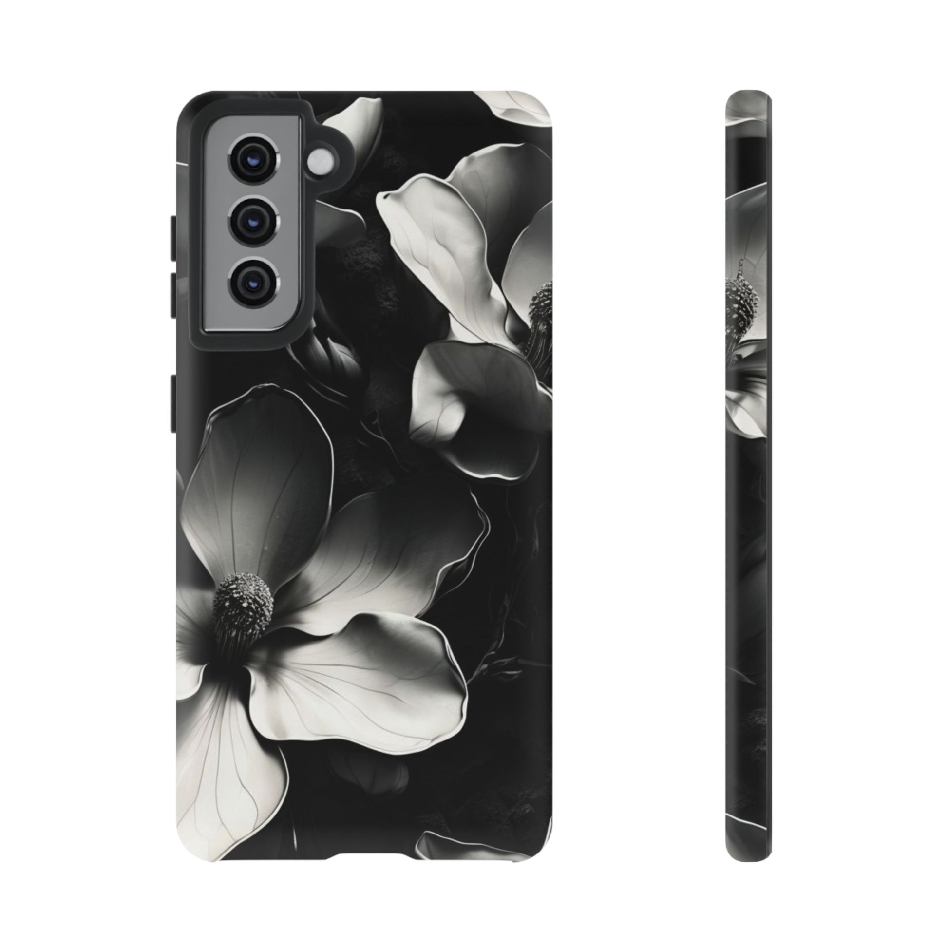 Monochrome Magnolia - Elegant Black & White Floral Samsung Galaxy S21 Tough Phone Case - Artistic Magnolia Design