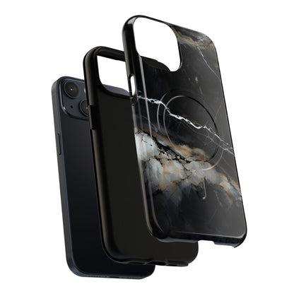 Dual-layer Obsidian Vein iPhone MagSafe case showing shock absorbing protection