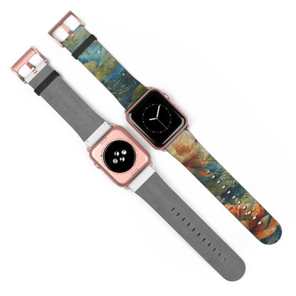 Waterlily Nocturne Apple Watch Band - Nature-Inspired Art Strap, Elegant Mountain Lake Design, Premium Gift for Outdoor Lovers