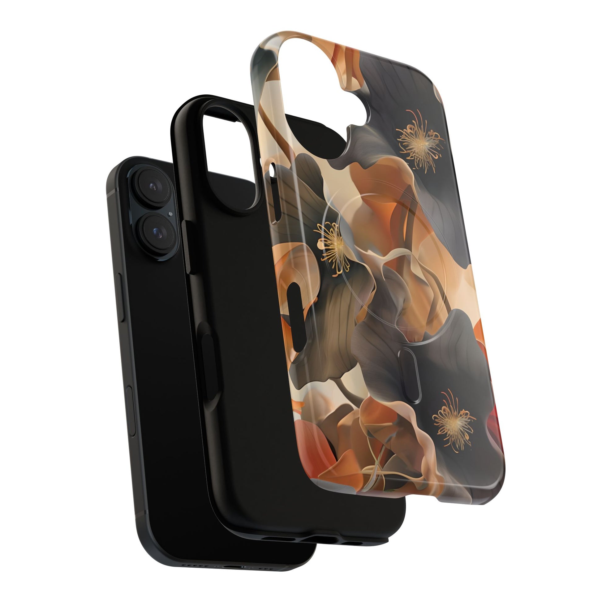 Autumn Ember - Moody Floral Art iPhone 16 MagSafe Phone Case -Warm Earthy Botanical Design