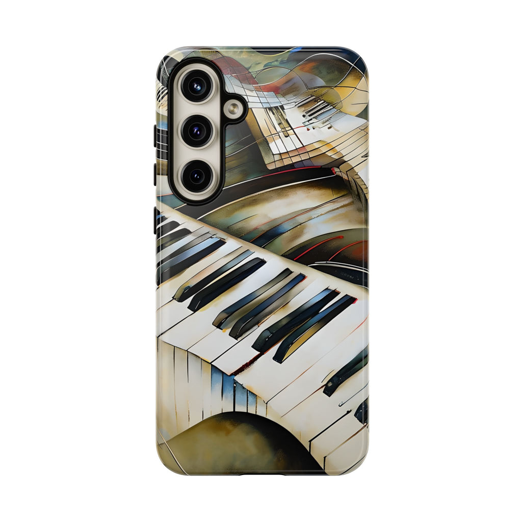 Ivory Cascade Abstract Keyboard Music Tough Case for Samsung Galaxy S24 Plus - Shockproof Phone Cover