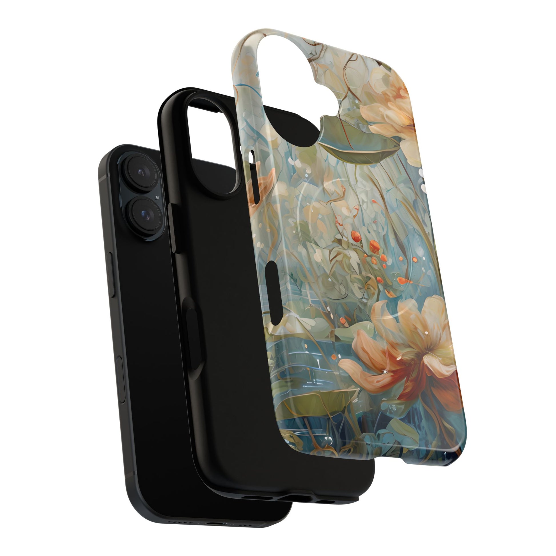 Waterlily Dreamscape - Artistic Floral iPhone 16 MagSafe Phone Case -Waterlily & Lotus Design
