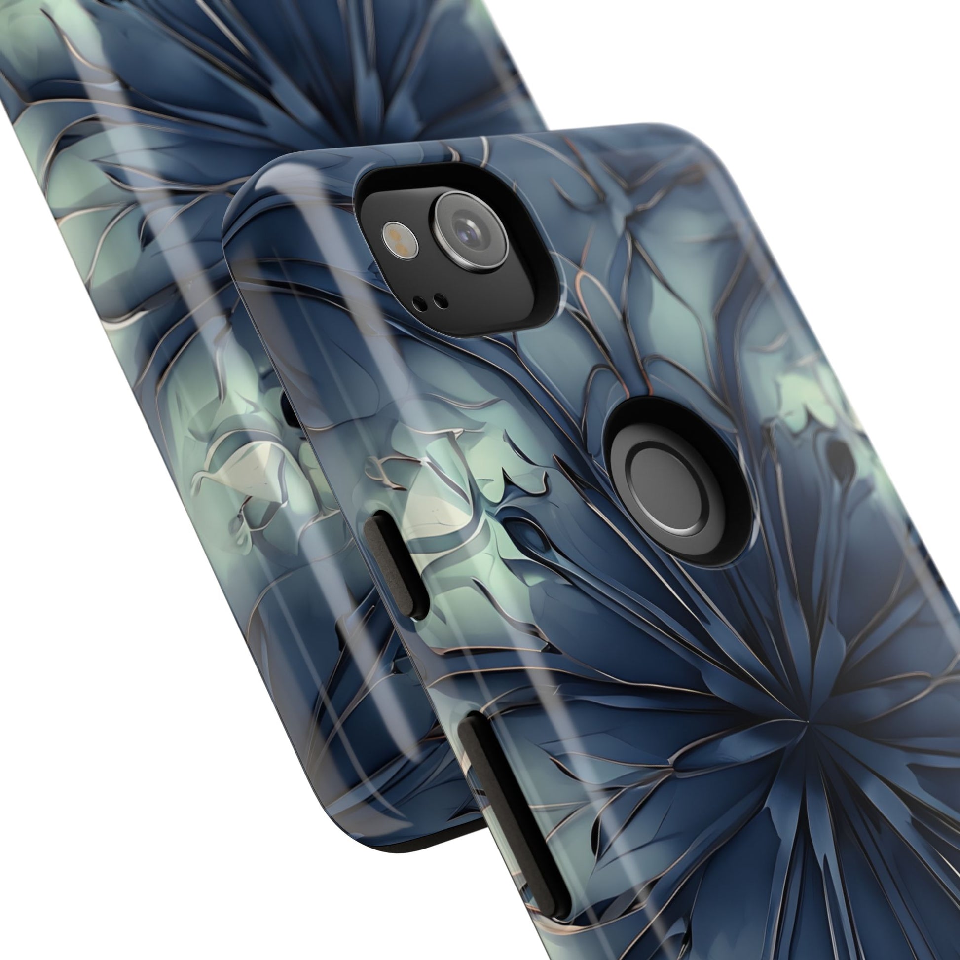 Indigo Mosaic - Artistic Kaleidoscope Collection Artistic Floral - Google Pixel 2 Tough Phone Case - Bold Blue Symmetrical Design