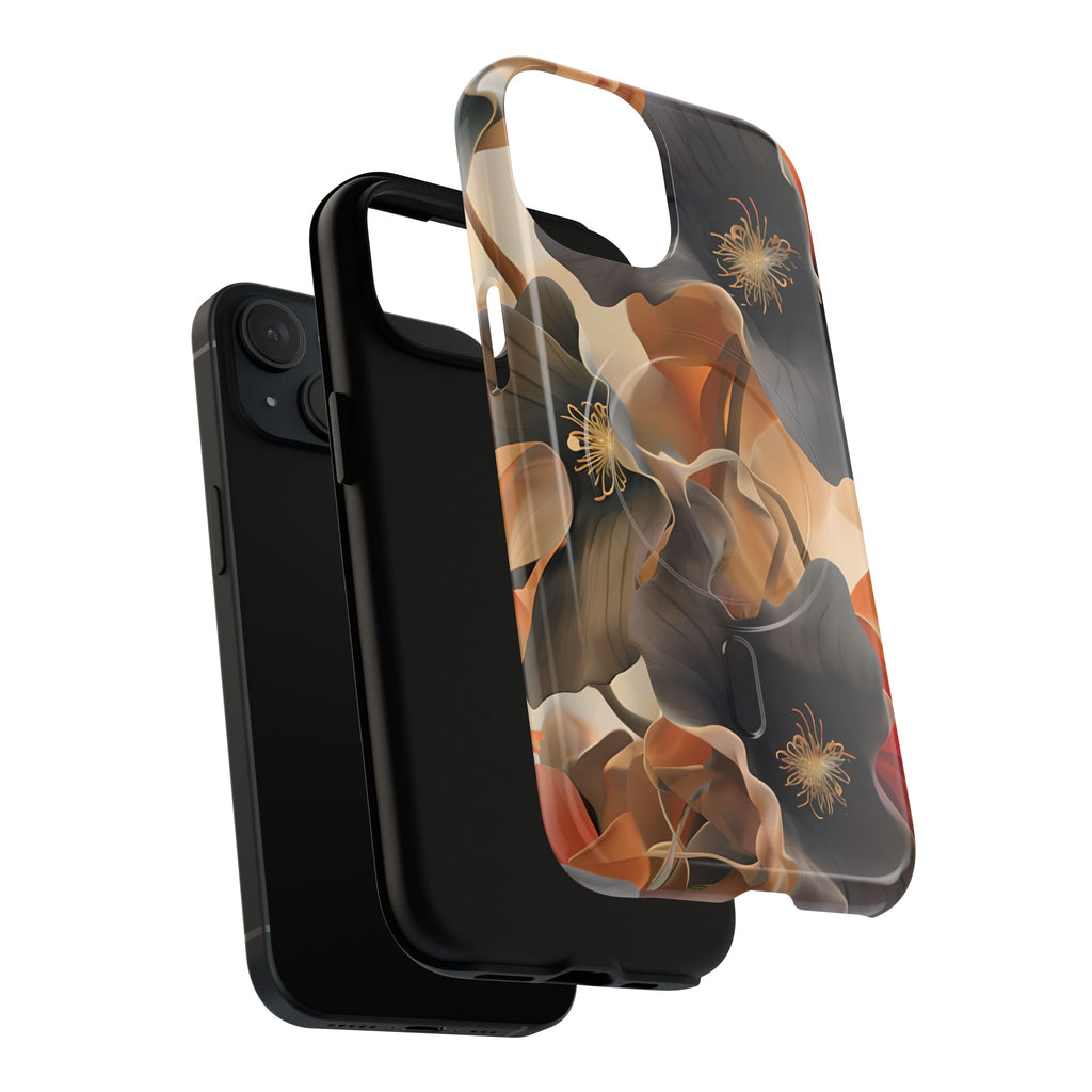 Autumn Ember - Moody Floral Art iPhone 15 MagSafe Phone Case -Warm Earthy Botanical Design