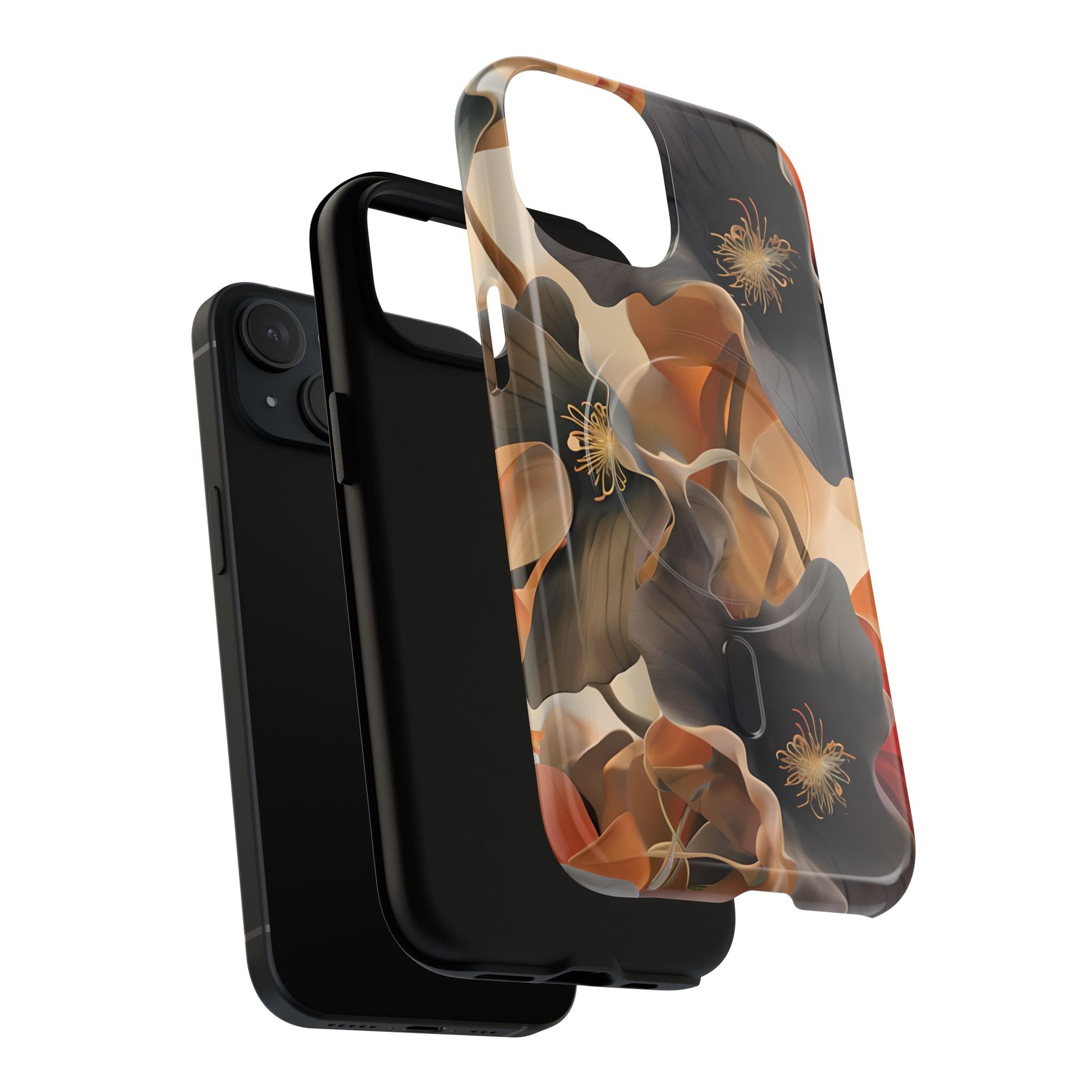 Autumn Ember - Moody Floral Art iPhone 15 MagSafe Phone Case -Warm Earthy Botanical Design