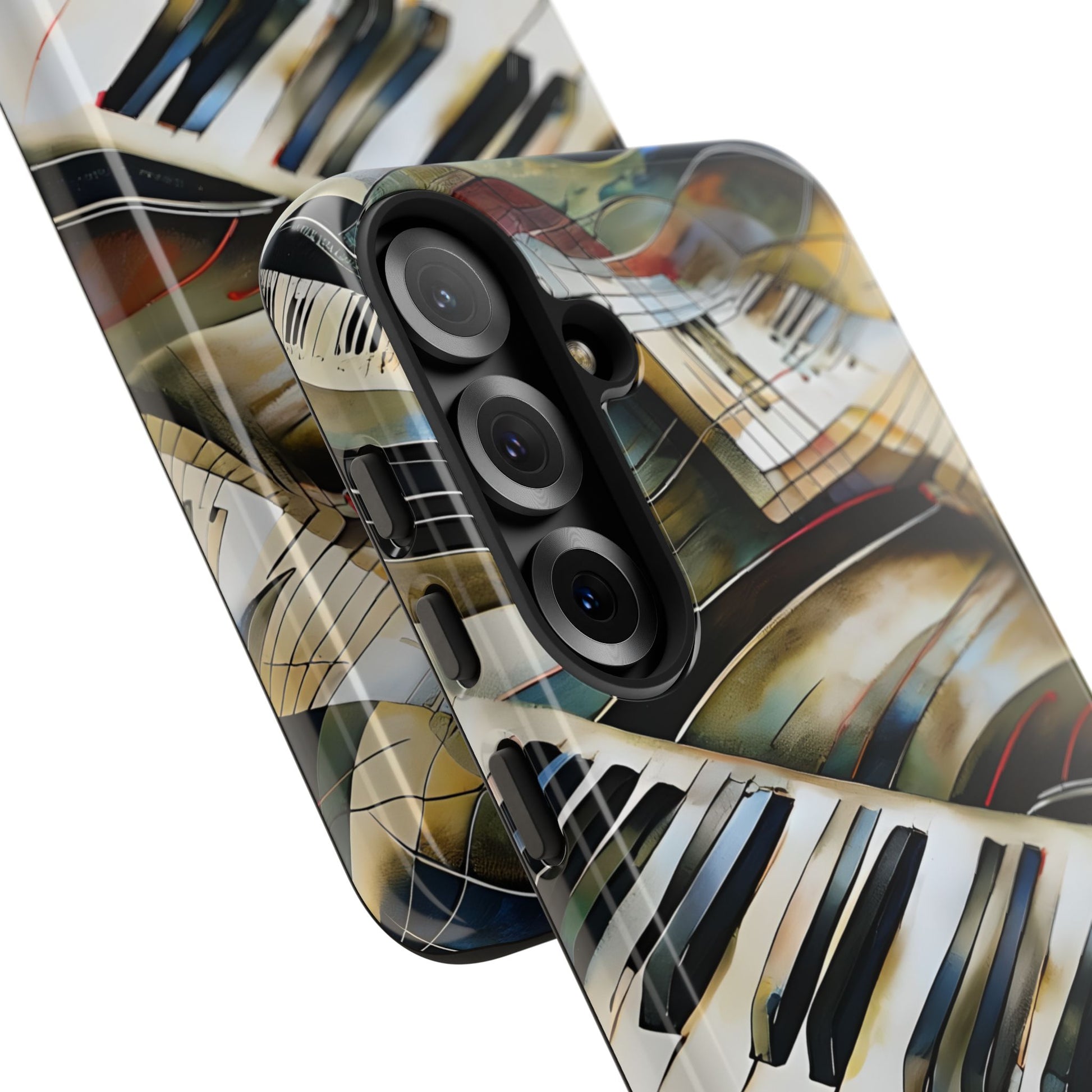 Ivory Cascade Abstract Keyboard Music Tough Case for Samsung Galaxy S25 Plus - Shockproof Phone Cover