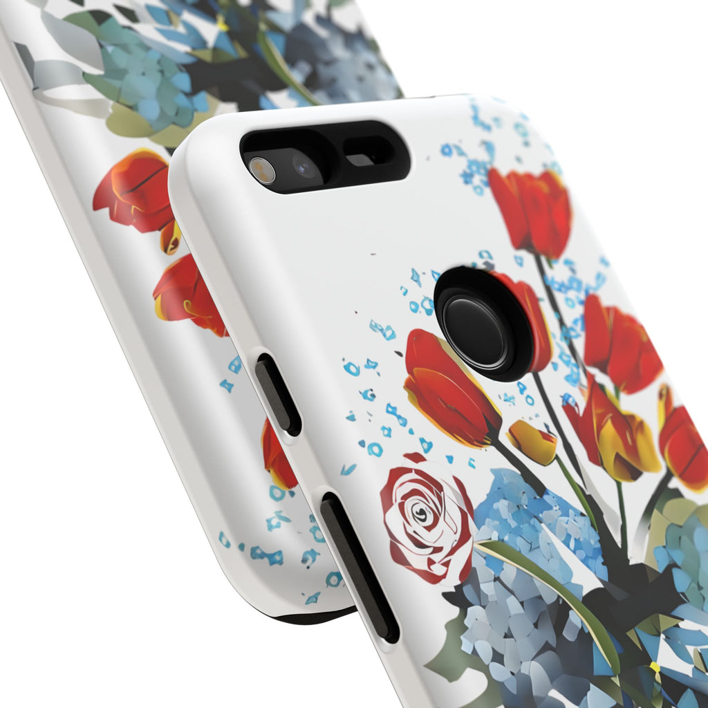 Bouquet Brilliance - Artistic Floral Google Pixel XL Tough Phone Case - Vibrant Tulip, Rose & Hydrangea Design