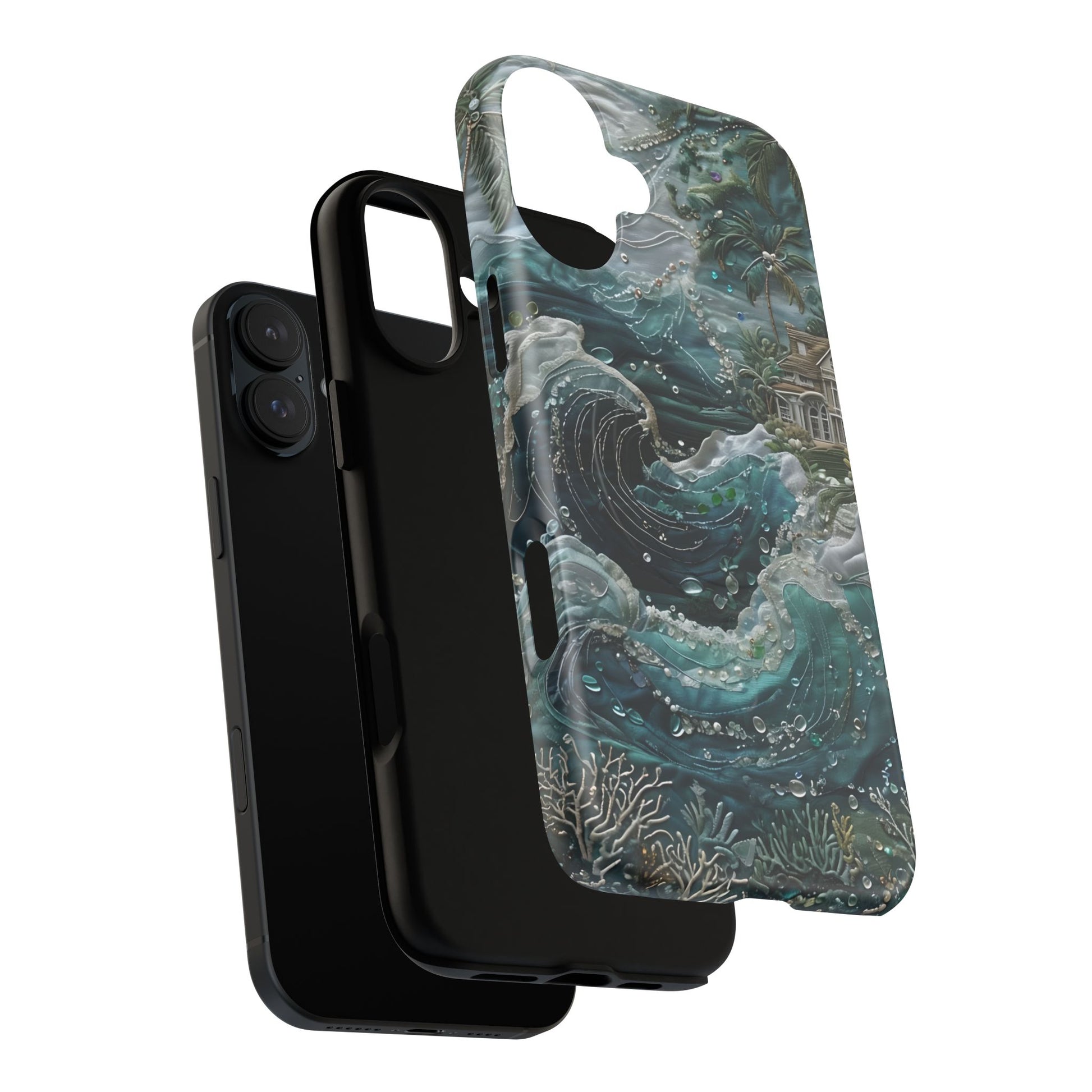 Tropical Midnight Wave - Artistic Ocean iPhone 16 Plus MagSafe Phone Case - Dramatic Blue Wave Design