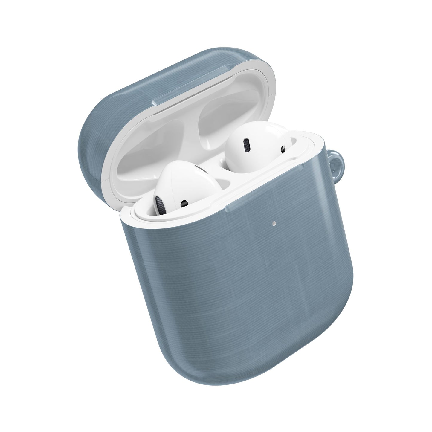 Blue Grey Linen AirPods Case - Minimalist Smooth Weave Texture Cover for Gen 1, 2, 3, Pro Gen 1 & 2