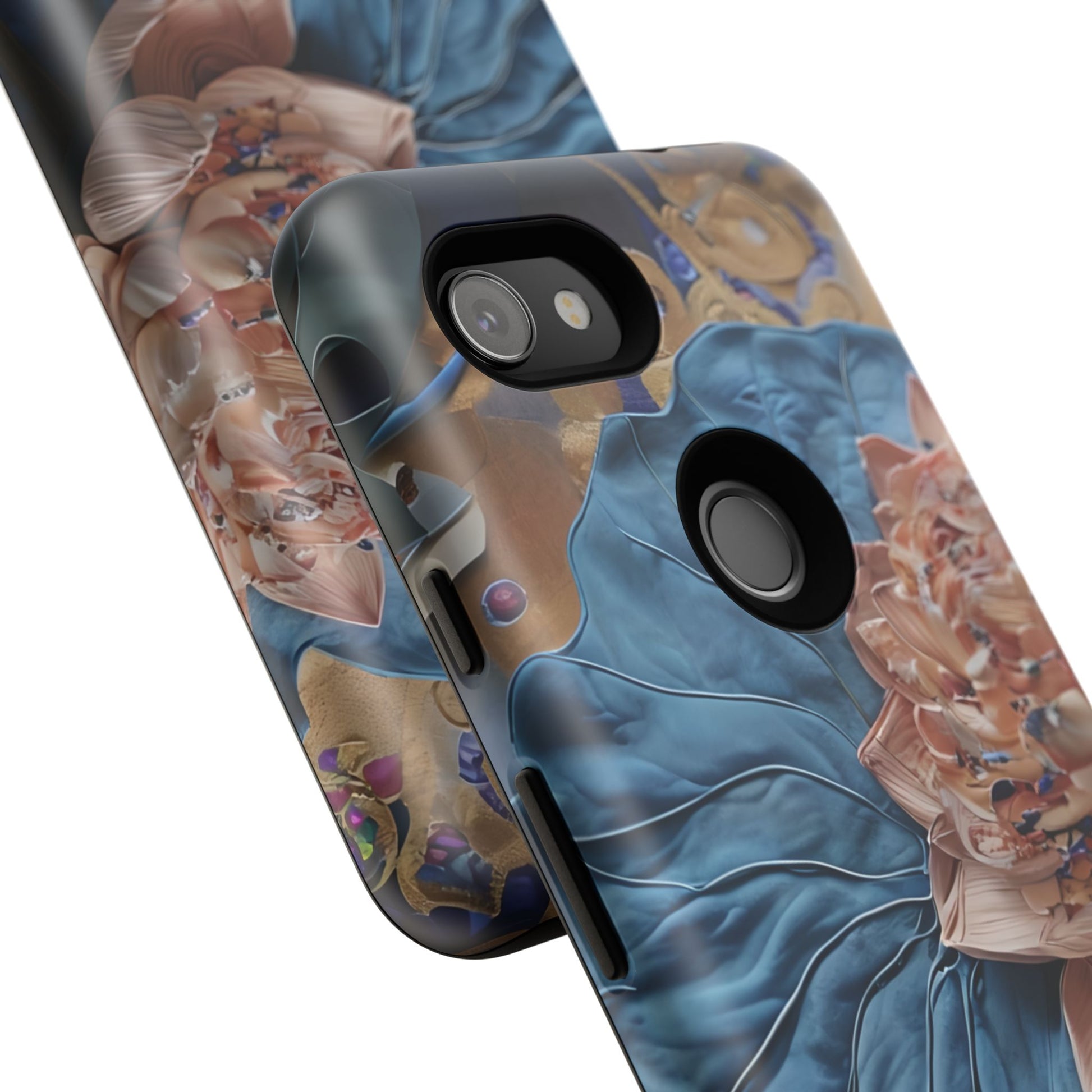 Peony Midnight Tapestry - Google Pixel 3a - Elegant Blue & Blush Artful Phone Cover