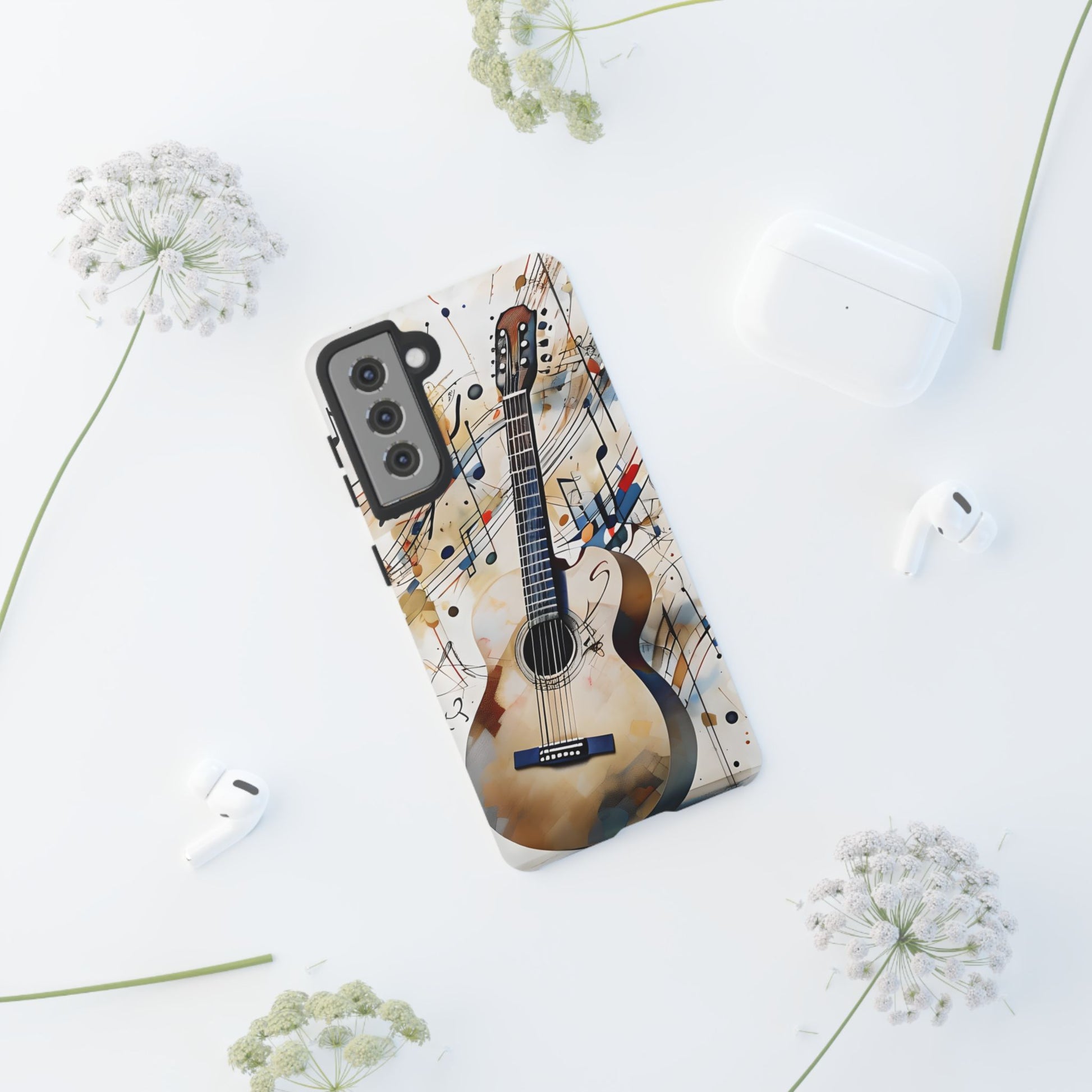 Strum and Flow Acoustic Guitar Art Tough Case for Samsung Galaxy S21 - Shockproof Phone Cover
