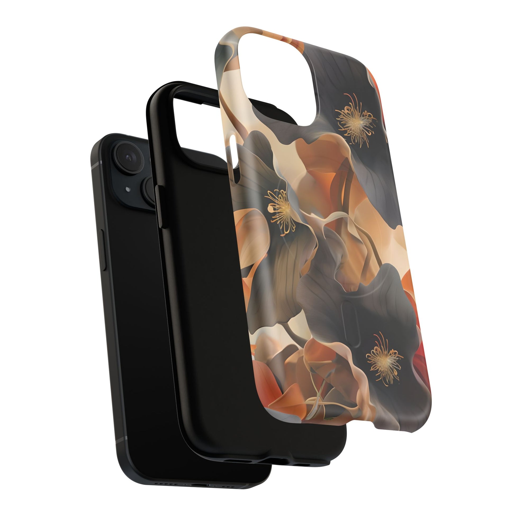 Autumn Ember - Moody Floral Art iPhone 15 MagSafe Phone Case -Warm Earthy Botanical Design