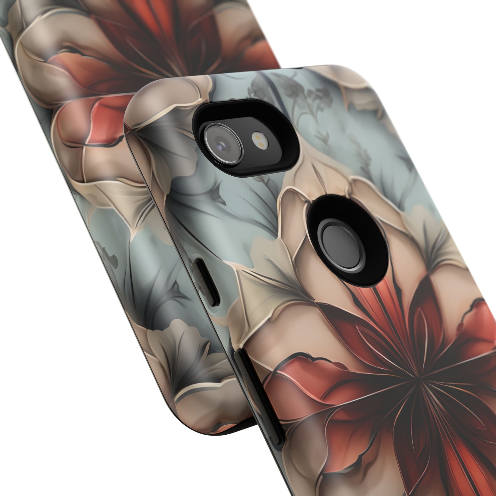 Ember Bloom - Kaleidoscope Collection Artistic Floral - Google Pixel 3a Tough Phone Case - Fiery Symmetrical Design