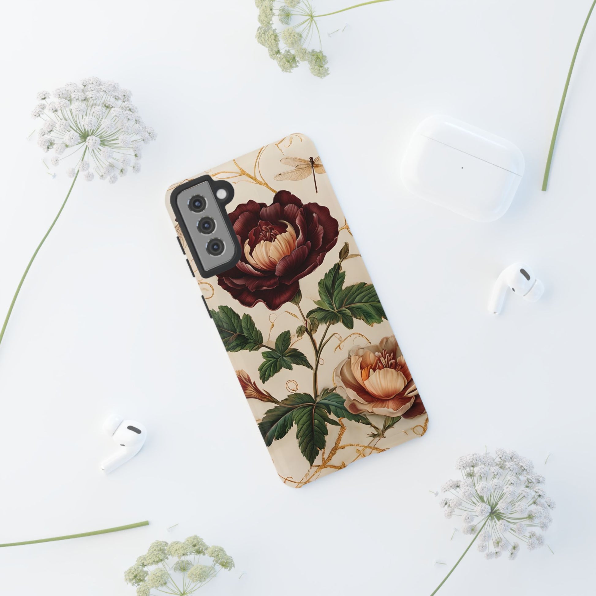 Vintage Burgundy Rose - Elegant Floral Samsung Galaxy S21 Plus Phone Case - Classic Painterly Rose Design