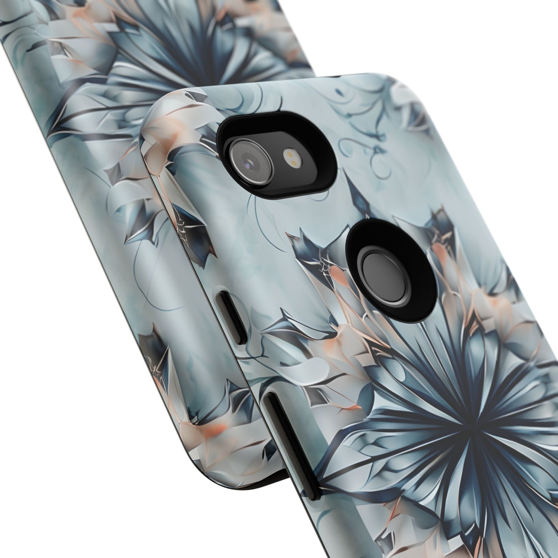 Indigo Mirage - Artistic Kaleidoscope Collection Artistic Floral - Google Pixel 3a Tough Phone Case - Bold Indigo Symmetrical Design