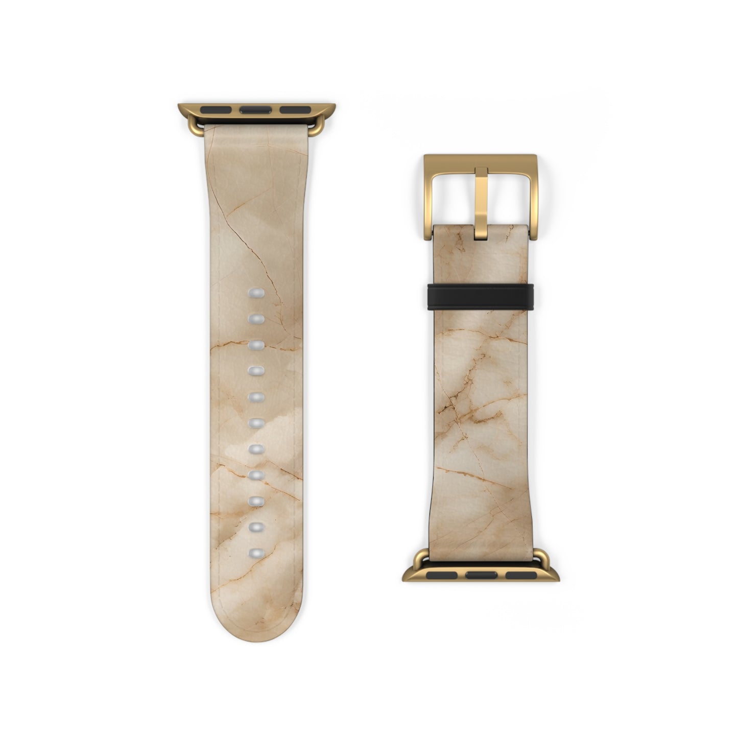 Parchment Mist Apple Watch band strap with gold clasp featuring elegant parchment marble artwork in soft ivory and beige