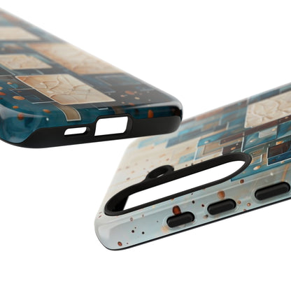 Architectural Drift Samsung Galaxy Case - Modern Geometric Teal & Parchment Design