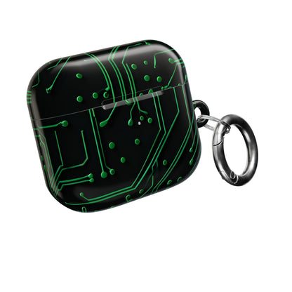 Green Circuit Grid AirPods Case