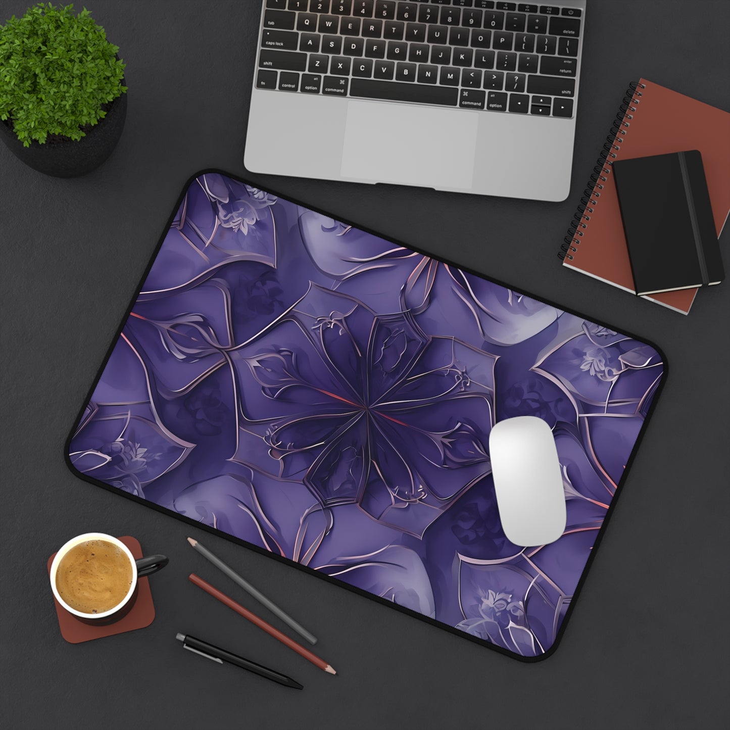 Violet Nebula Desk Mat - Premium Office Desk Pad, 3 Sizes Available, Artistic Workspace Protection