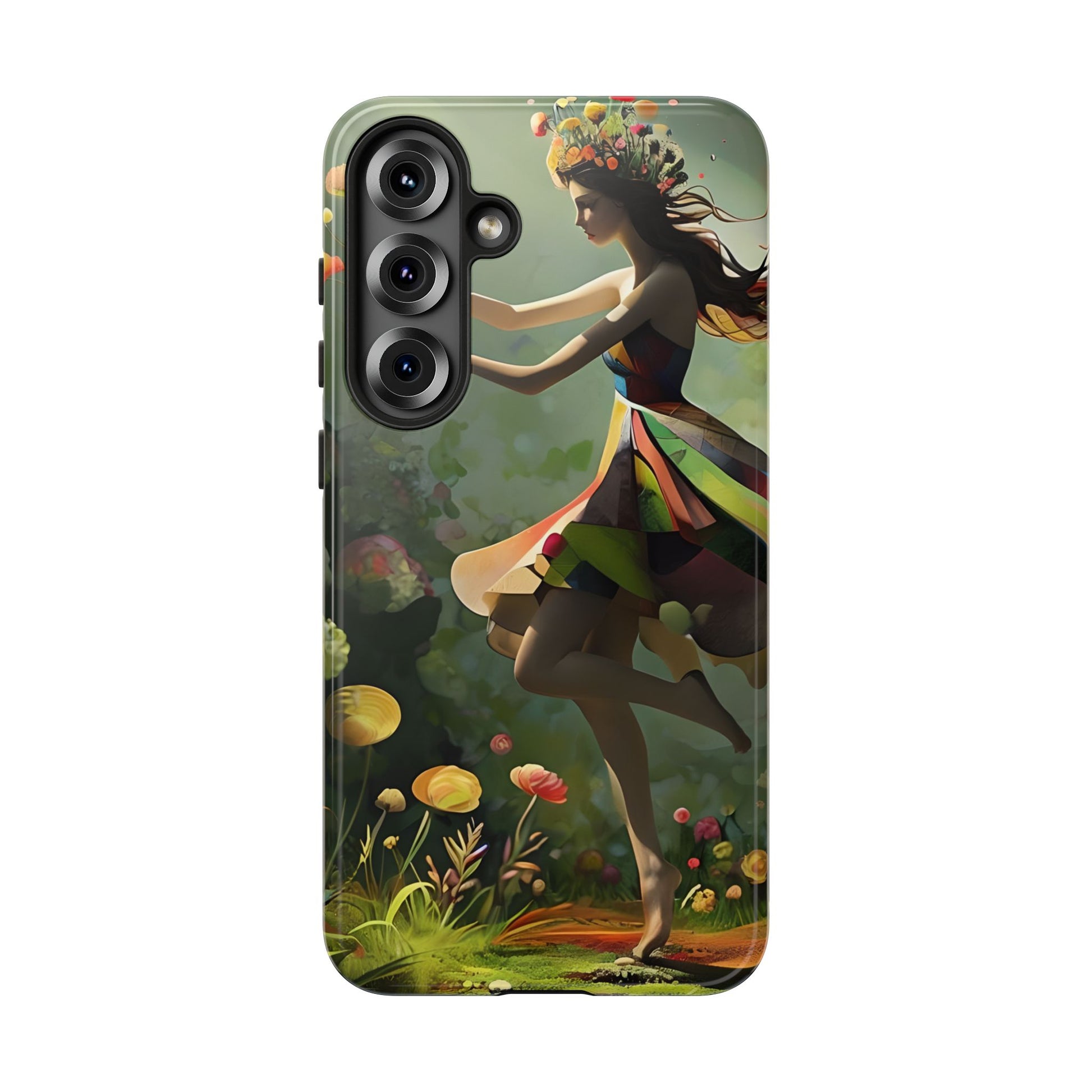 Dancing Wildflower Muse Samsung Galaxy S25 Plus Tough Case - Artistic Floral Fantasy Cover - Whimsical Nature-Inspired Protective Accessory